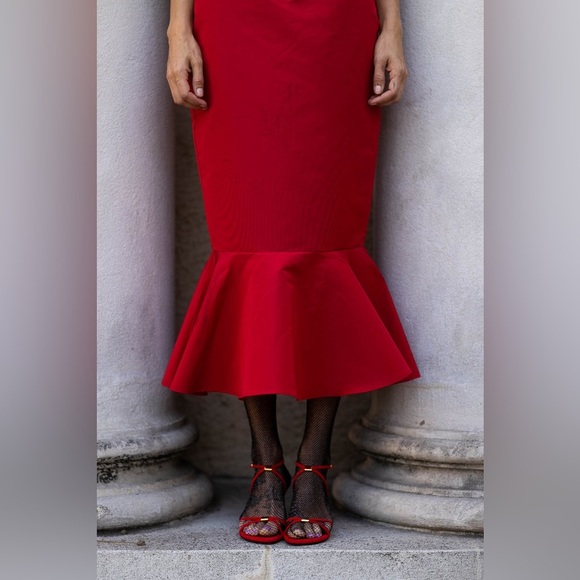 Damaris Bailey Rubina Red Mermaid Skirt Cocktail Party Event Wedding Size XS - Picture 3 of 10